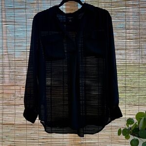 Ann Taylor Black Sheer Blouse
